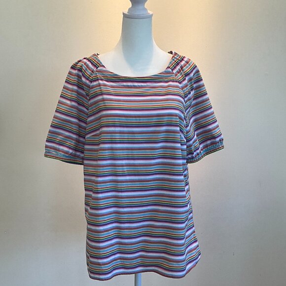 Talbots Petite 100% Cotton Poplin Short Sleeve Blouse - Picture 1 of 5